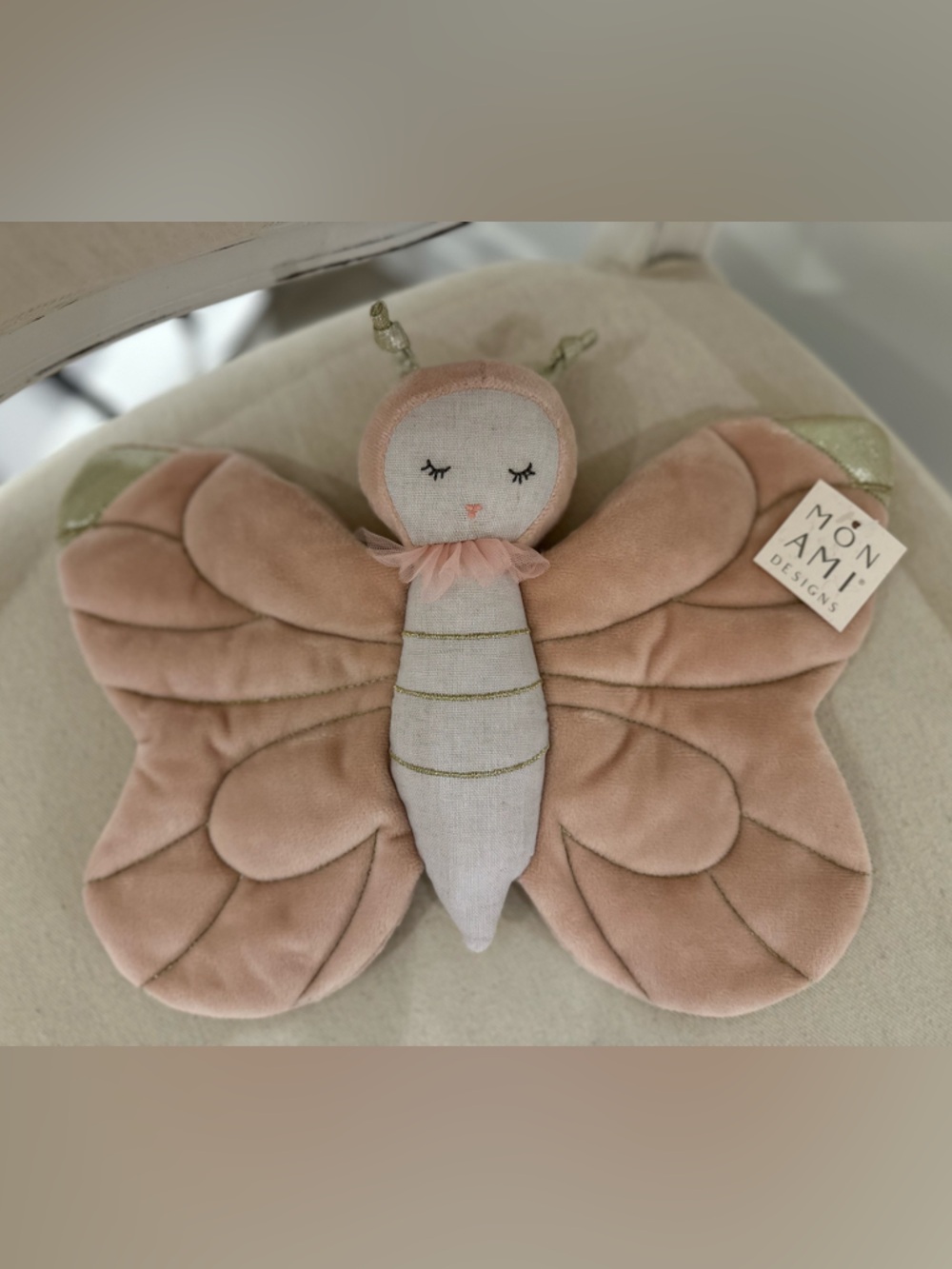 NWT Mon Ami Bettina The Butterfly Stuffed Animal Plush Pink Butterfly Baby Lovey